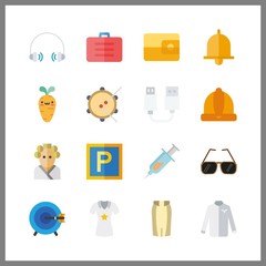 16 object icon. Vector illustration object set. hair curler and tambourine icons for object works
