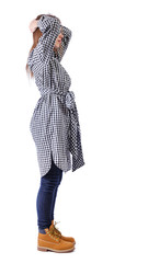 Side view of shocked woman.