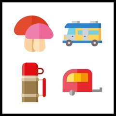 4 forest icon. Vector illustration forest set. thermo and mushroom icons for forest works