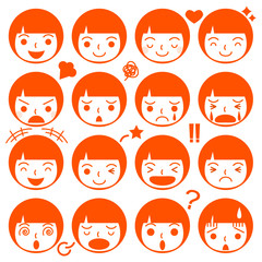 表情　顔　丸アイコン　セット　ベクター