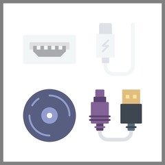 4 disk icon. Vector illustration disk set. compact disc and usb icons for disk works