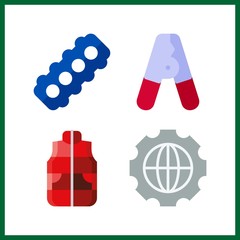 4 service icon. Vector illustration service set. settings and motor icons for service works