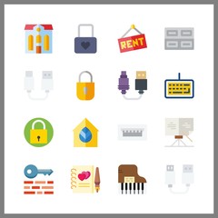 16 key icon. Vector illustration key set. keywords and real estate icons for key works