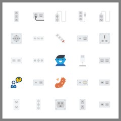 25 cell icon. Vector illustration cell set. user and usb cable icons for cell works