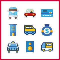 9 commercial icon. Vector illustration commercial set. transportation and van icons for commercial works