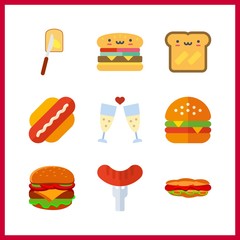 9 sandwich icon. Vector illustration sandwich set. toast and hamburger icons for sandwich works