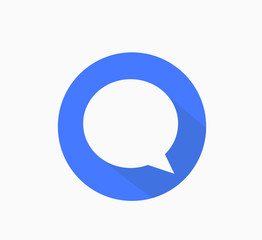 New icon sand, chat, message on blue and white color. Can use for printing, website, presentation element, social network. For app demo on phone or web. White background.