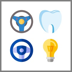 4 turn icon. Vector illustration turn set. steering wheel and turned off icons for turn works