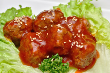 肉団子の甘酢あんかけ