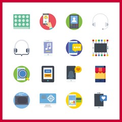16 gadget icon. Vector illustration gadget set. computer and headphones icons for gadget works