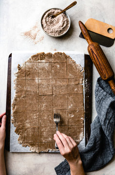 Homemade crackers being prepared