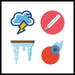 4 climate icon. Vector illustration climate set. comet and icicle icons for climate works