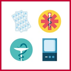 4 capsule icon. Vector illustration capsule set. pill and medicine icons for capsule works