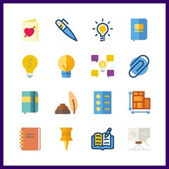 16 note icon. Vector illustration note set. agenda and idea icons for note works