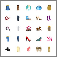 25 shoes icon. Vector illustration shoes set. high heel and skirt icons for shoes works