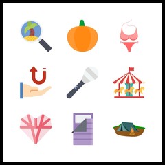 9 holiday icon. Vector illustration holiday set. pumpkin and tour icons for holiday works