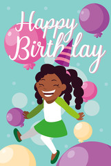birthday card with little black girl celebrating