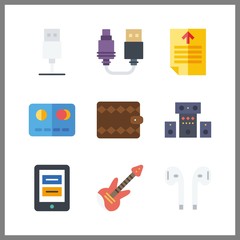 9 electronic icon. Vector illustration electronic set. tablet and usb icons for electronic works