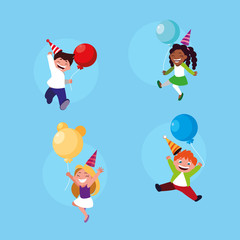 birthday card with group of kids celebrating