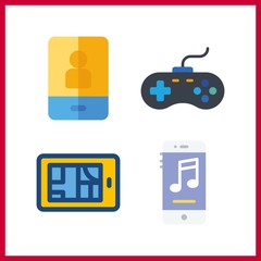 4 monitor icon. Vector illustration monitor set. gamepad and smartphone icons for monitor works