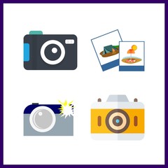 4 photographer icon. Vector illustration photographer set. photo camera and photography icons for photographer works