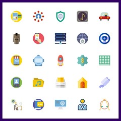 25 technology icon. Vector illustration technology set. coat and shield icons for technology works
