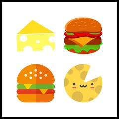 4 cheddar icon. Vector illustration cheddar set. hamburger and cheese icons for cheddar works