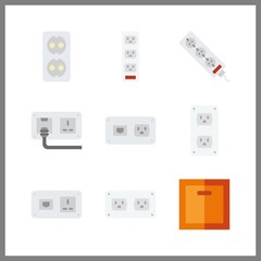 9 switch icon. Vector illustration switch set. switch off and socket icons for switch works