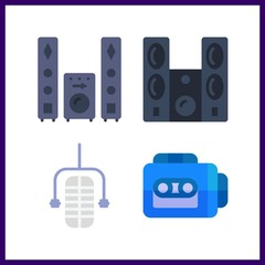 4 voice icon. Vector illustration voice set. microphone and tape recorder icons for voice works