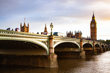 Fototapeta na wymiar big Ben and Houses of Parliament and Westminster bridge London, UK
