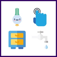 4 kitchen icon. Vector illustration kitchen set. cabinet and plumbering icons for kitchen works