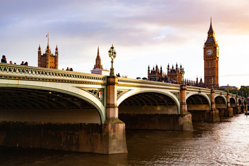Fototapeta na wymiar big Ben and Houses of Parliament and Westminster bridge London, UK