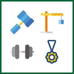 4 strong icon. Vector illustration strong set. dumbbell and winch icons for strong works