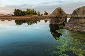 Landscape in the Natural Area of Barruecos. Malpartida de Caceres. Extremadura. Spain.