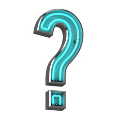 3d neon question mark