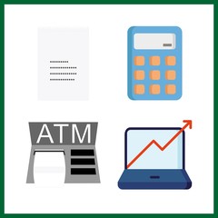 4 account icon. Vector illustration account set. calculator and receipt icons for account works