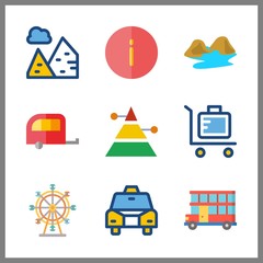 tourism icon. pyramid and ferris whell vector icons in tourism set. Use this illustration for tourism works.