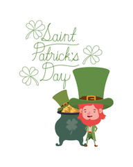 saint patricks day label with leprechaun character