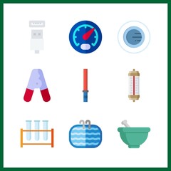 9 tool icon. Vector illustration tool set. thermometer and pliers icons for tool works