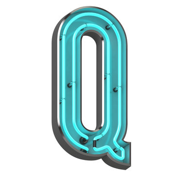 3d neon letter q