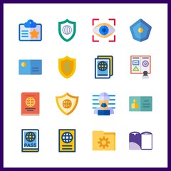 16 identity icon. Vector illustration identity set. folder and passport icons for identity works