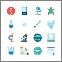 16 hospital icon. Vector illustration hospital set. vivisection and stretcher icons for hospital works