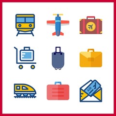 9 departure icon. Vector illustration departure set. suitcase and plane icons for departure works