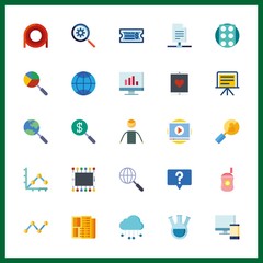 25 screen icon. Vector illustration screen set. analytic and line graph icons for screen works