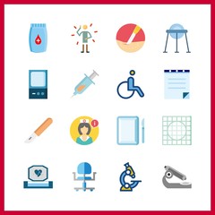 16 healthcare icon. Vector illustration healthcare set. nurse and medicine icons for healthcare works