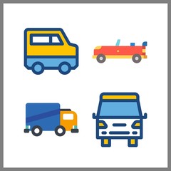 4 auto icon. Vector illustration auto set. van and delivery truck icons for auto works