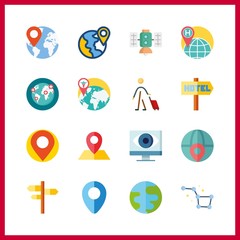 16 map icon. Vector illustration map set. satellite and maps and flags icons for map works