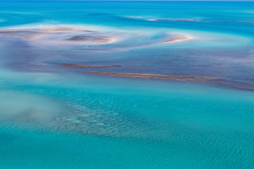 Aerial view of ocean at low tide off Roebuck Bay, Broome, Western Australia
