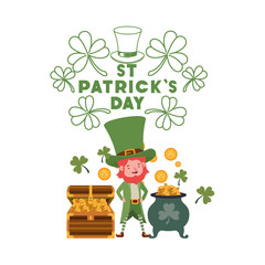 st patricks day label with leprechaun character