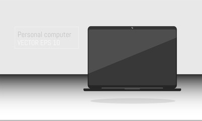 Personal computer, Desktop computer, Computer, Monitor Realistic Flat Styles Isolated with Text on Transparent Background. Vector Illustration EPS 10. Black color.